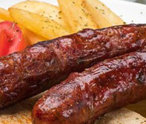 2 pork sausages with chips,, 7.50€ ,,. 1 item,,, 2.50€,,, 2 Λουκάνικα χοιρινά με πατάτες 7.50€ 1 τεμάχιο 2.50€