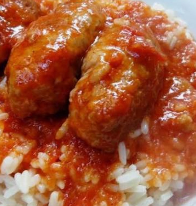 Soutzoukakia with tomato, rice,, ,,,8.00€,,, σουτζουκάκια με ντομάτα, ρυζι
